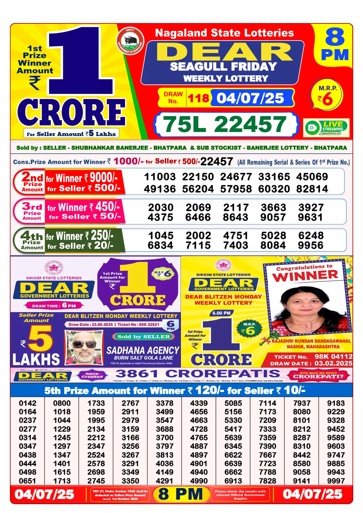 Lottery Sambad Today Result 8 PM